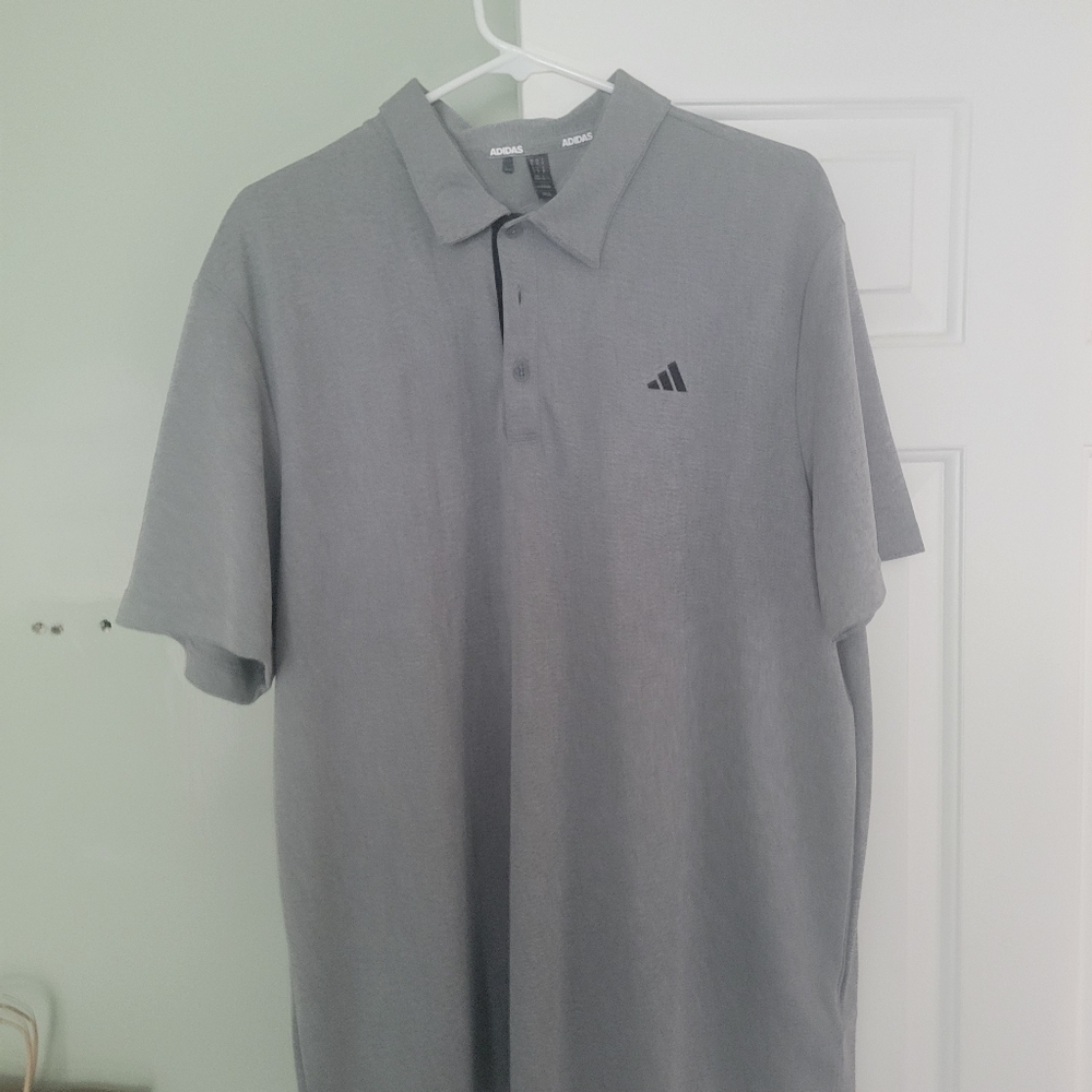 Adidas Men's Heathered Dri Fit Polo Shirt in Gray XL